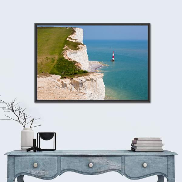 Clifftop In England Canvas Wall Art-1 Piece-Floating Frame-24" x 16"-Tiaracle