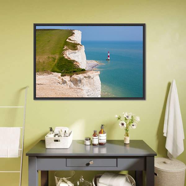 Clifftop In England Canvas Wall Art-1 Piece-Floating Frame-24" x 16"-Tiaracle