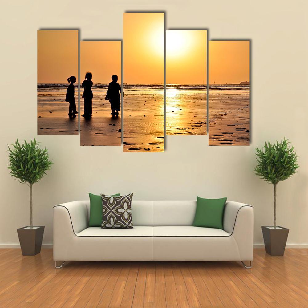 Clifton Beach Karachi Canvas Wall Art-5 Pop-Gallery Wrap-47" x 32"-Tiaracle