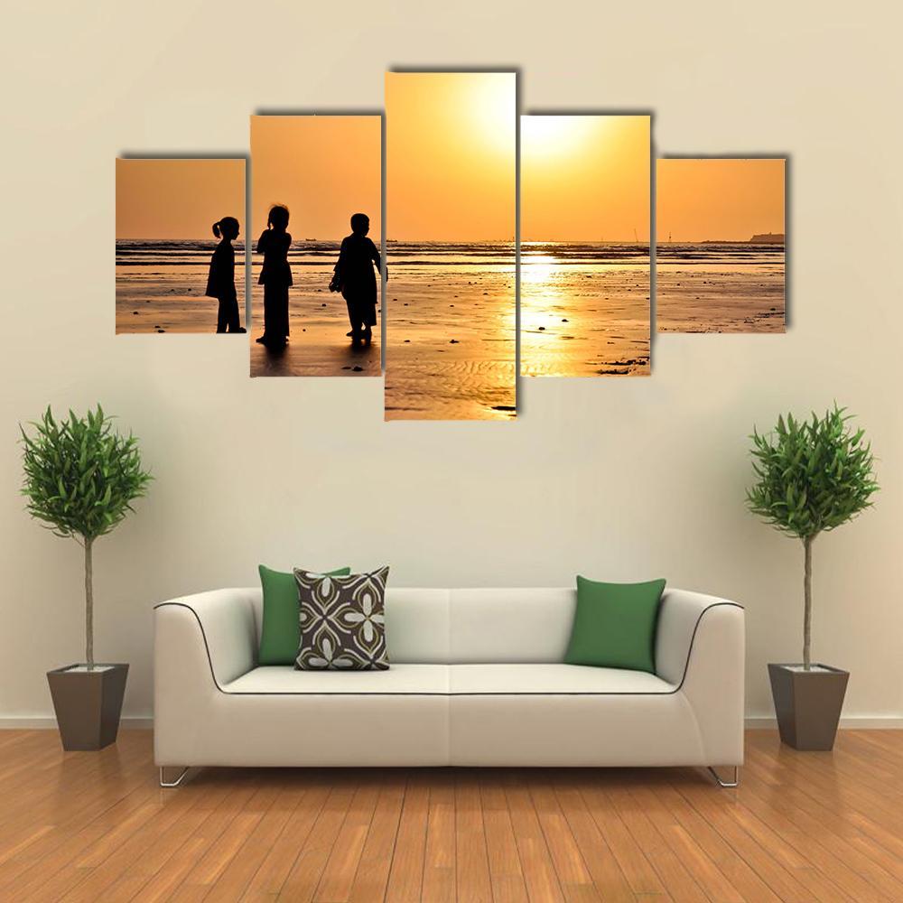 Clifton Beach Karachi Canvas Wall Art-5 Star-Gallery Wrap-62" x 32"-Tiaracle