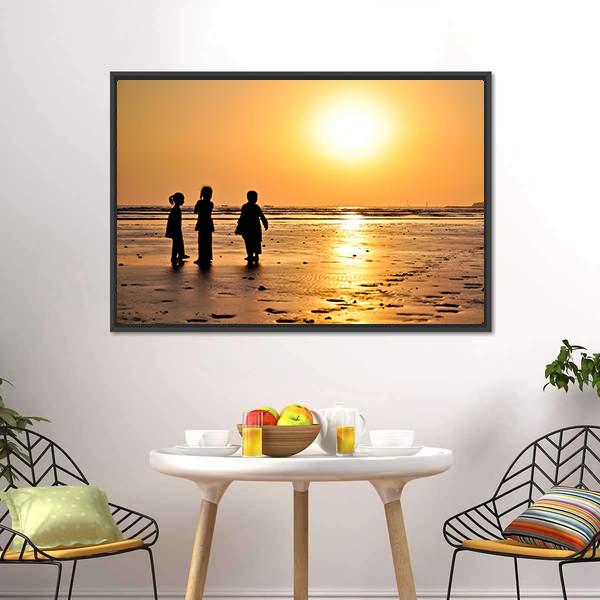 Clifton Beach Karachi Canvas Wall Art-1 Piece-Floating Frame-24" x 16"-Tiaracle