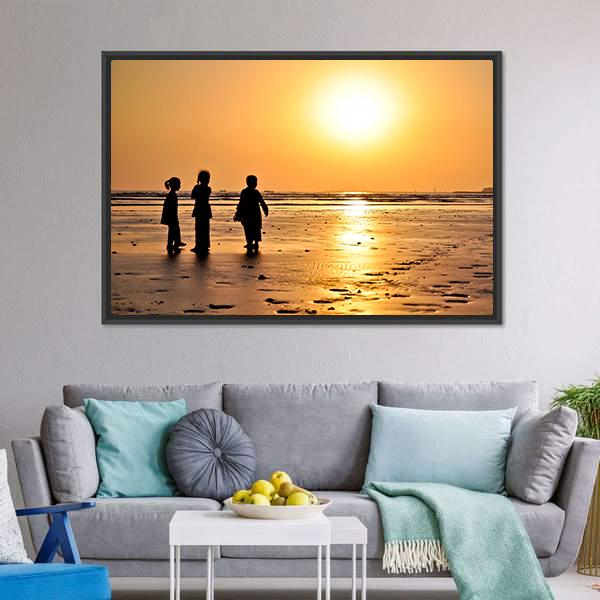 Clifton Beach Karachi Canvas Wall Art-3 Horizontal-Gallery Wrap-25" x 16"-Tiaracle