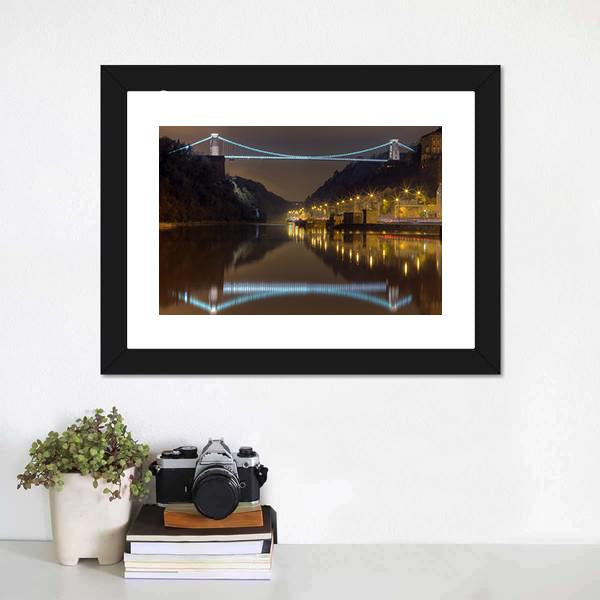Clifton Bridge At Night Canvas Wall Art-5 Horizontal-Gallery Wrap-22" x 12"-Tiaracle