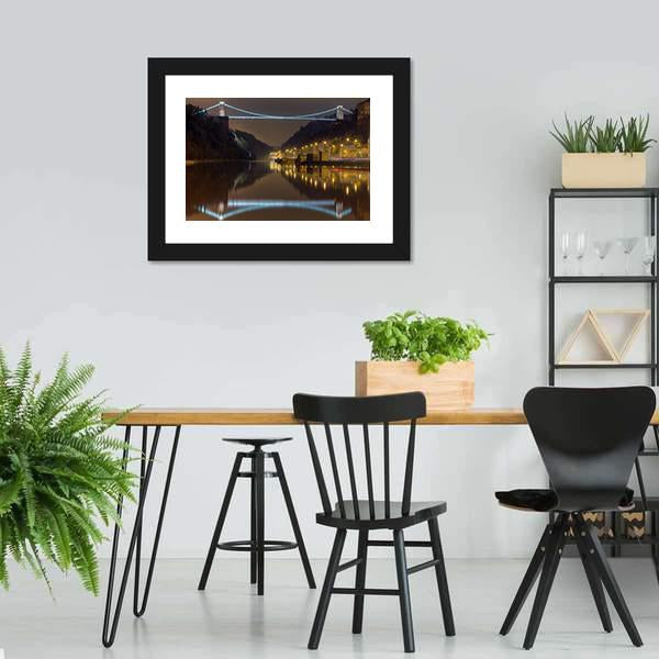 Clifton Bridge At Night Canvas Wall Art-5 Horizontal-Gallery Wrap-22" x 12"-Tiaracle