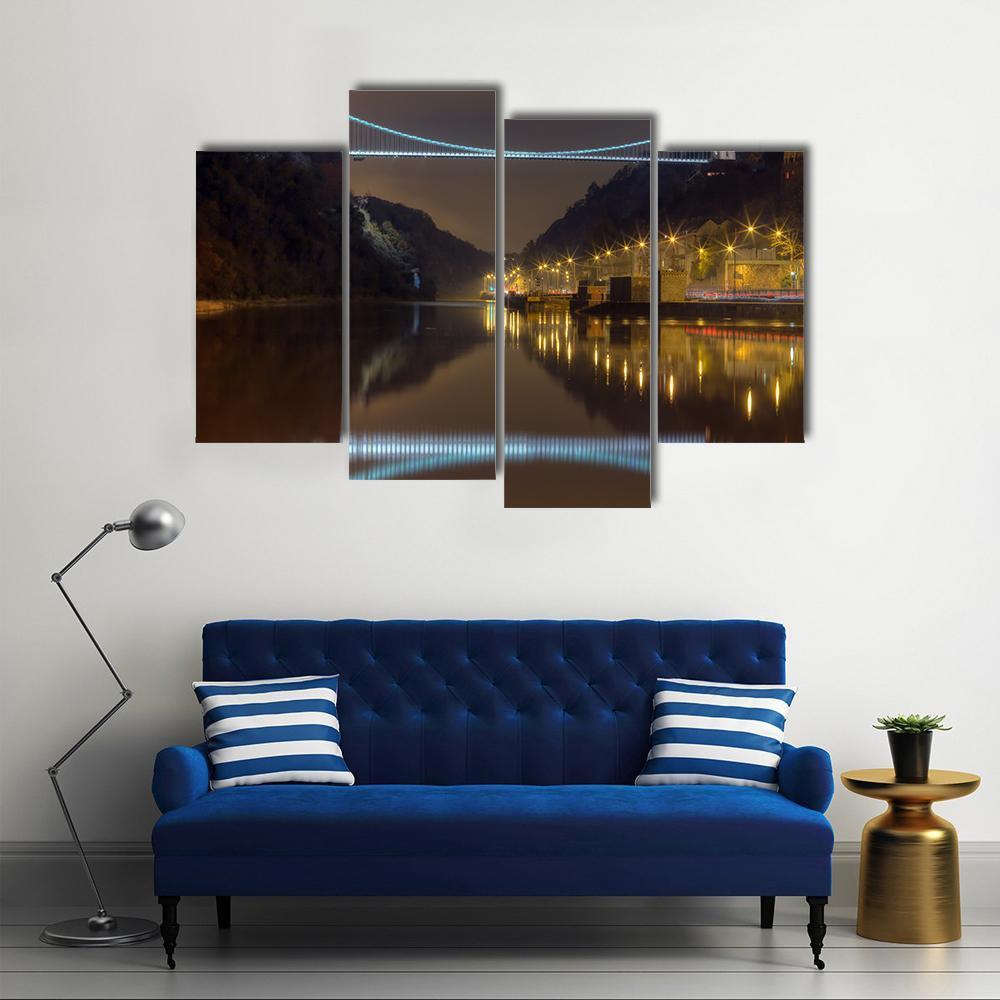 Clifton Bridge At Night Canvas Wall Art-4 Pop-Gallery Wrap-50" x 32"-Tiaracle