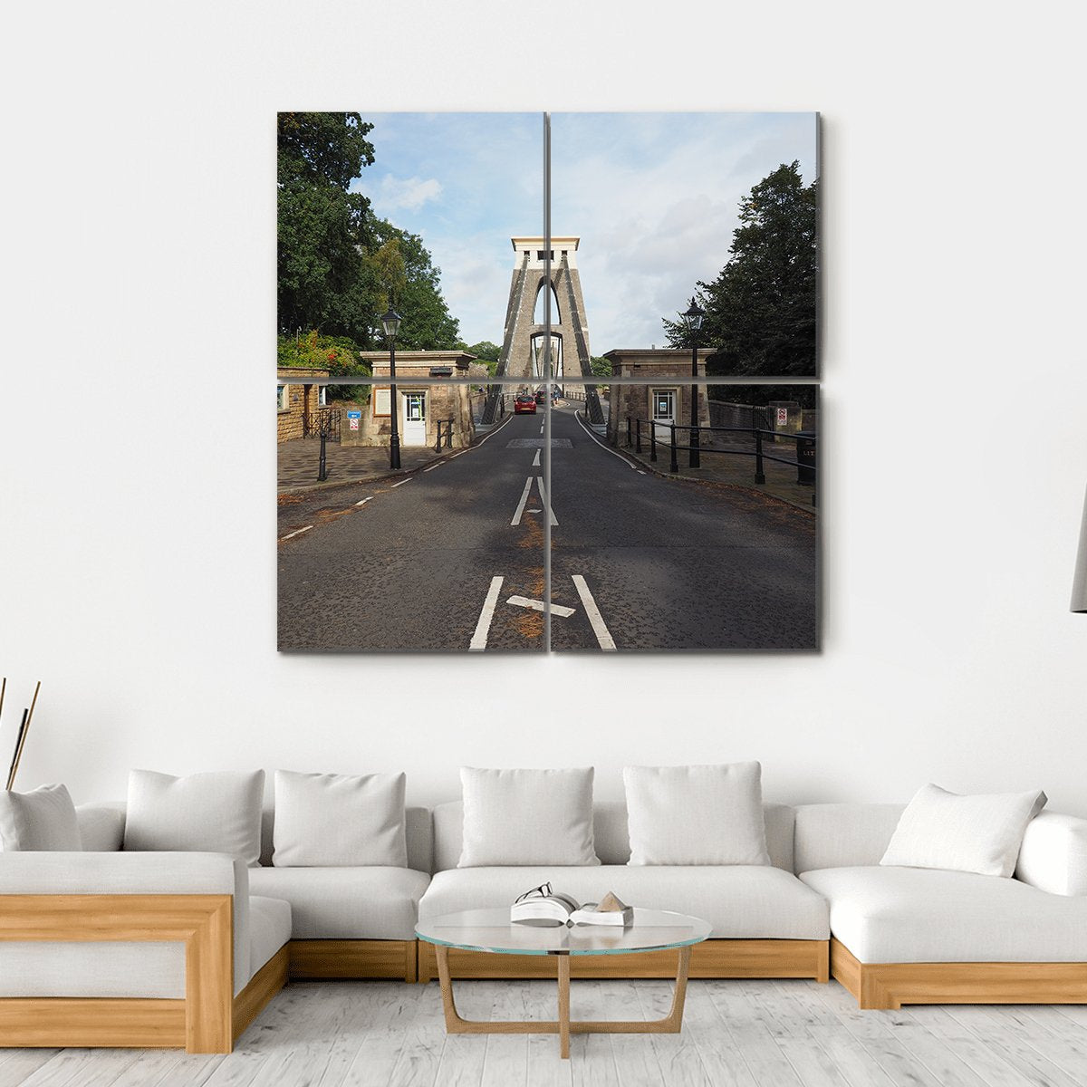 Clifton Suspension Bridge Canvas Wall Art-4 Square-Gallery Wrap-17" x 17"-Tiaracle