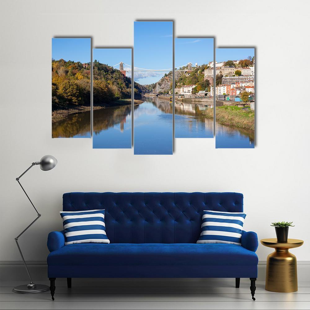 Clifton Suspension Bridge UK Canvas Wall Art-5 Pop-Gallery Wrap-47" x 32"-Tiaracle