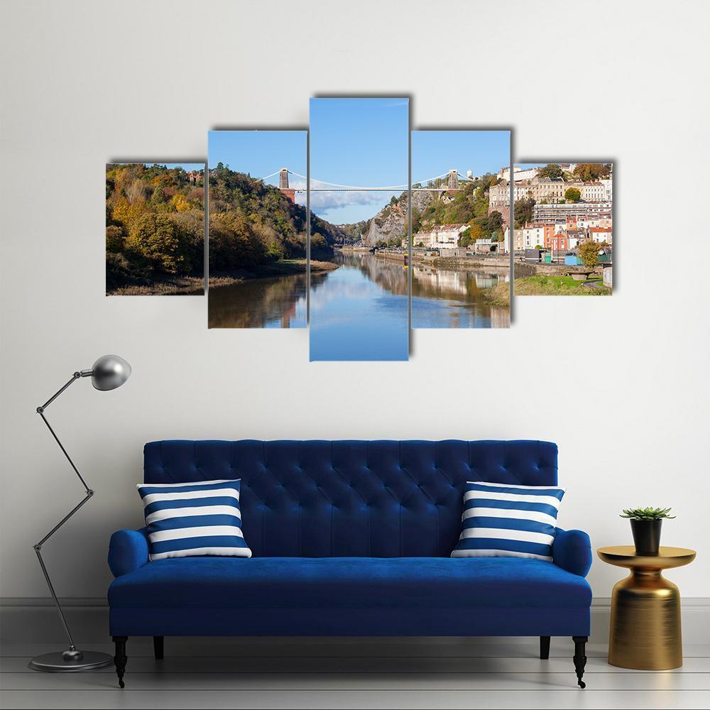 Clifton Suspension Bridge UK Canvas Wall Art-5 Pop-Gallery Wrap-47" x 32"-Tiaracle