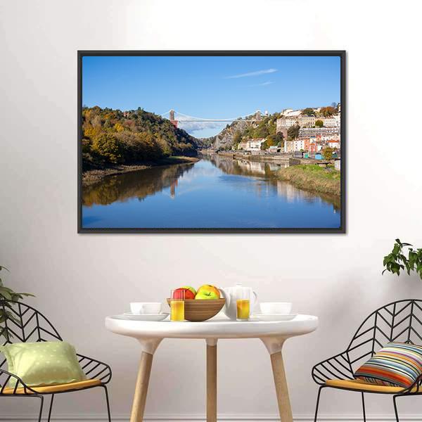 Clifton Suspension Bridge UK Canvas Wall Art-1 Piece-Floating Frame-24" x 16"-Tiaracle