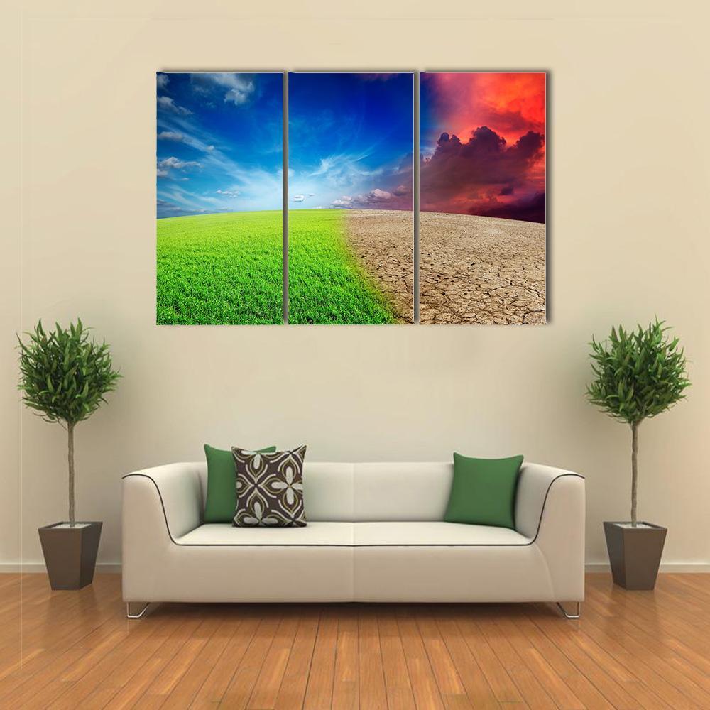 Climate Change Concept Canvas Wall Art-3 Horizontal-Gallery Wrap-37" x 24"-Tiaracle