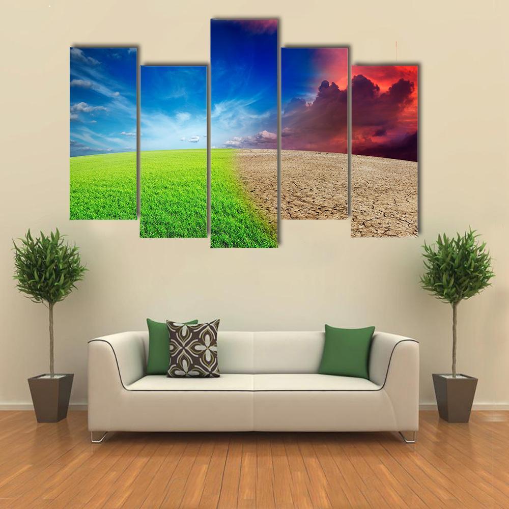 Climate Change Concept Canvas Wall Art-5 Pop-Gallery Wrap-47" x 32"-Tiaracle