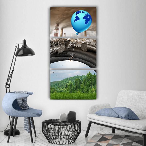 Concept Of Climate Change Vertical Canvas Wall Art-3 Vertical-Gallery Wrap-12" x 25"-Tiaracle