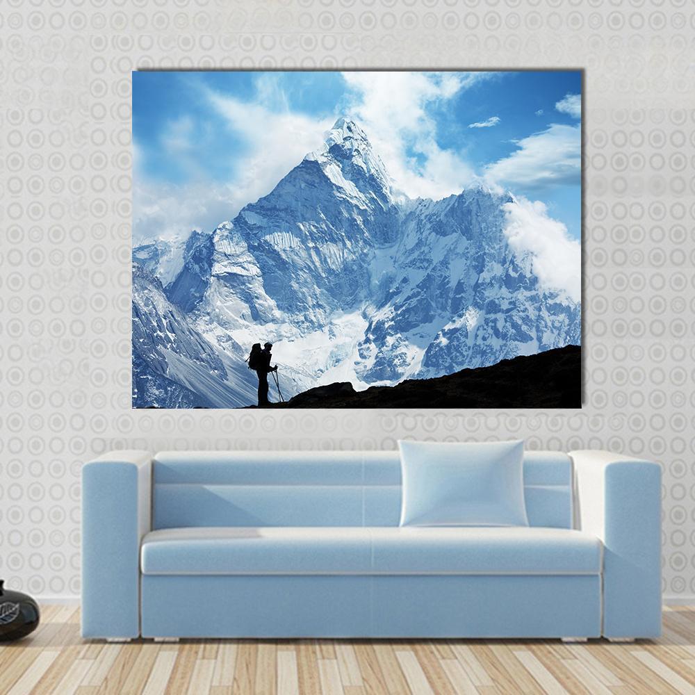 Climber On Himalaya Canvas Wall Art-1 Piece-Gallery Wrap-48" x 32"-Tiaracle