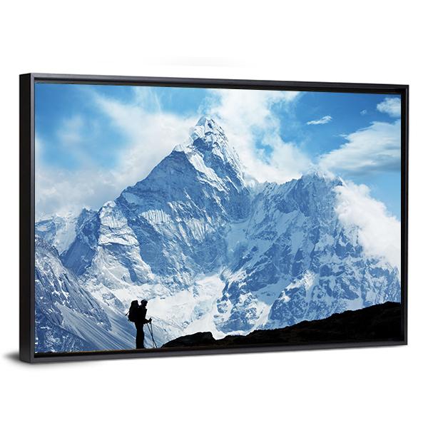 Climber On Himalaya Canvas Wall Art-3 Horizontal-Gallery Wrap-25" x 16"-Tiaracle