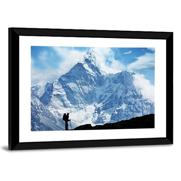 Climber On Himalaya Canvas Wall Art-3 Horizontal-Gallery Wrap-25" x 16"-Tiaracle