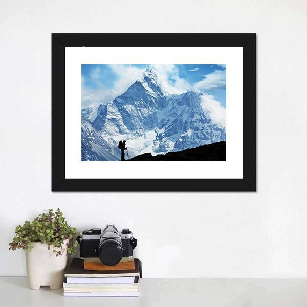 Climber On Himalaya Canvas Wall Art-3 Horizontal-Gallery Wrap-25" x 16"-Tiaracle