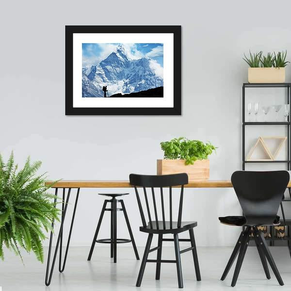 Climber On Himalaya Canvas Wall Art-3 Horizontal-Gallery Wrap-25" x 16"-Tiaracle