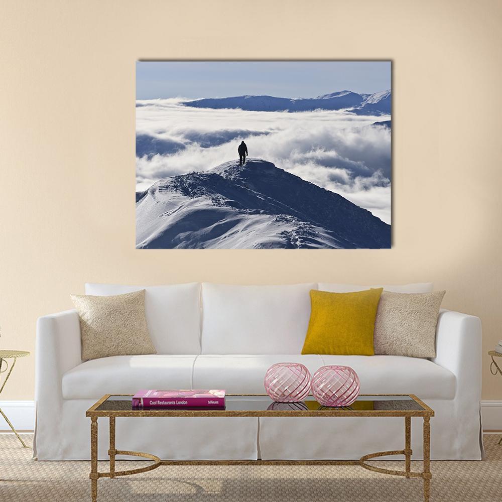Climber On Mountain Canvas Wall Art-1 Piece-Gallery Wrap-48" x 32"-Tiaracle