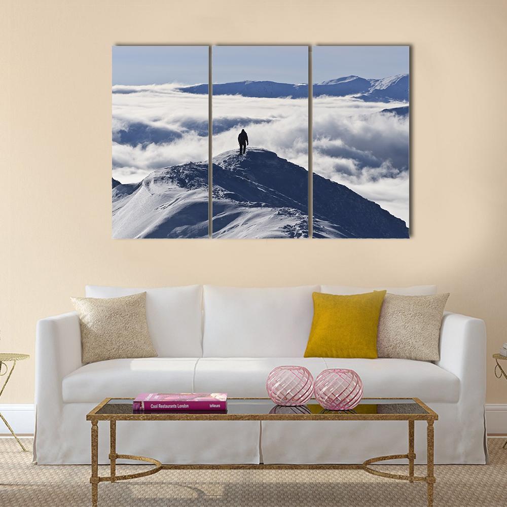 Climber On Mountain Canvas Wall Art-3 Horizontal-Gallery Wrap-37" x 24"-Tiaracle