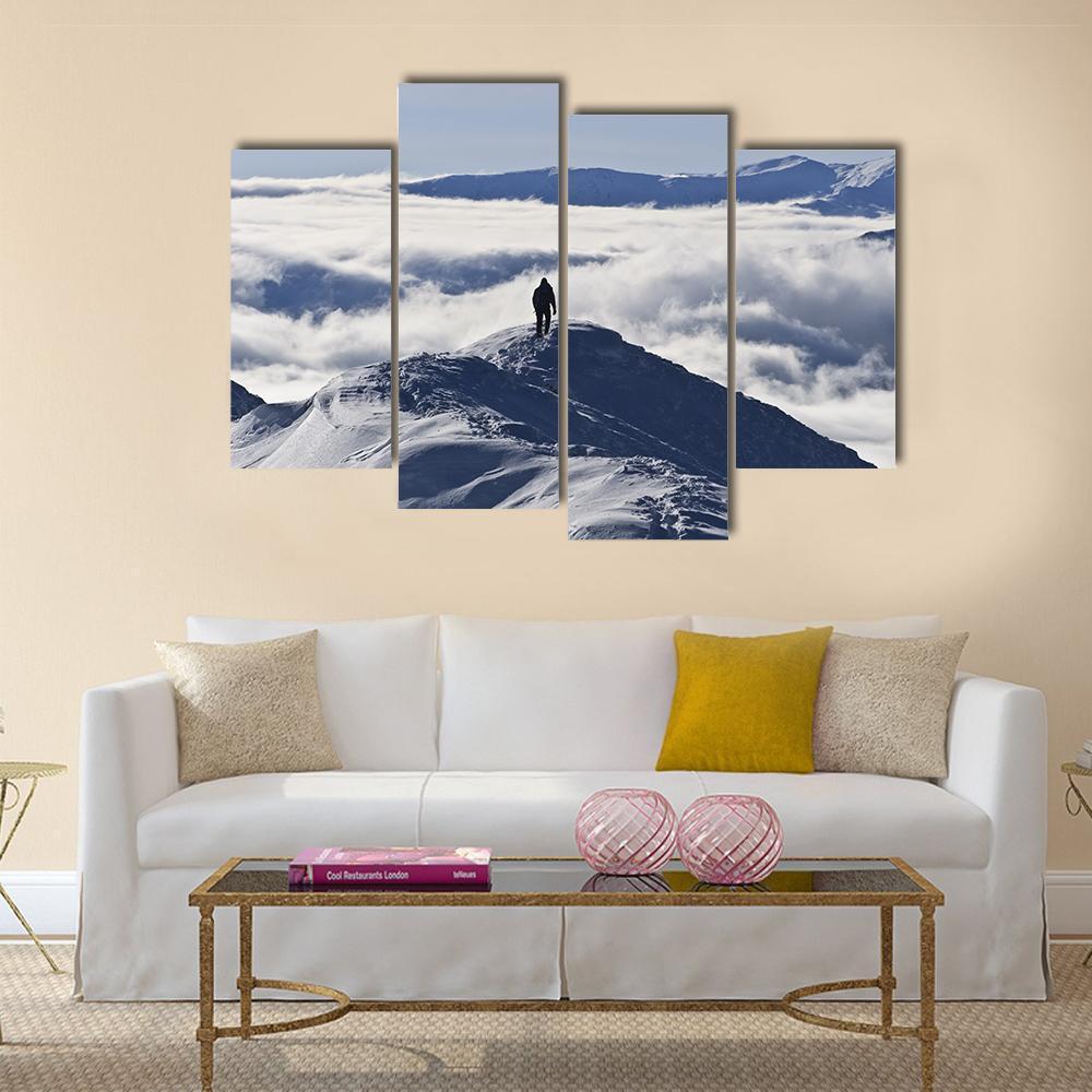 Climber On Mountain Canvas Wall Art-4 Pop-Gallery Wrap-50" x 32"-Tiaracle