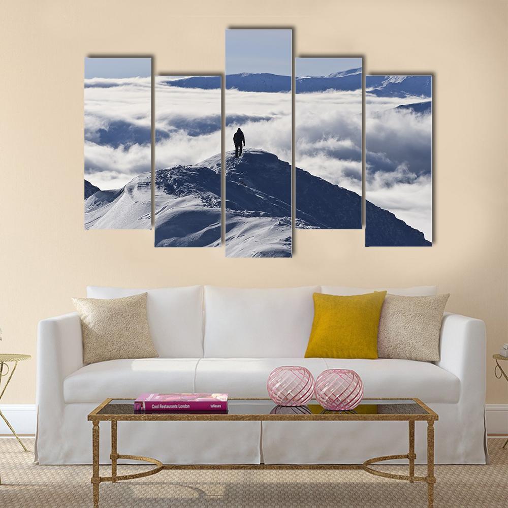 Climber On Mountain Canvas Wall Art-5 Pop-Gallery Wrap-47" x 32"-Tiaracle