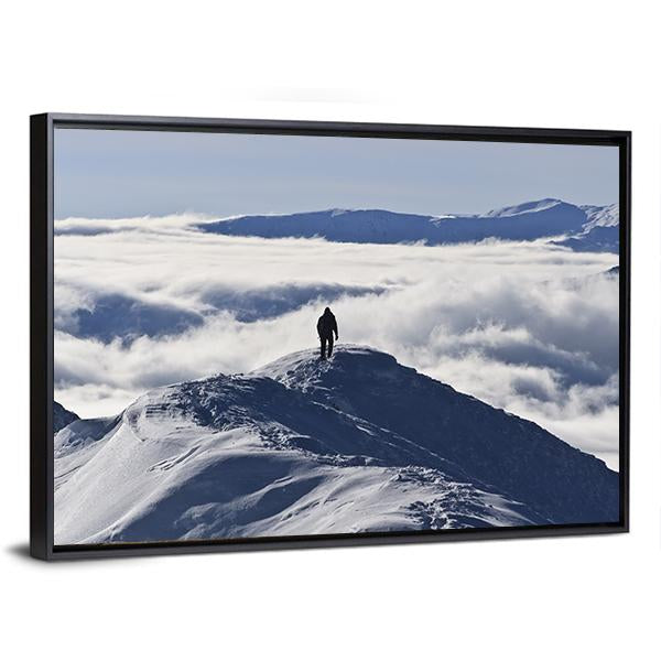 Climber On Mountain Canvas Wall Art-3 Horizontal-Gallery Wrap-25" x 16"-Tiaracle