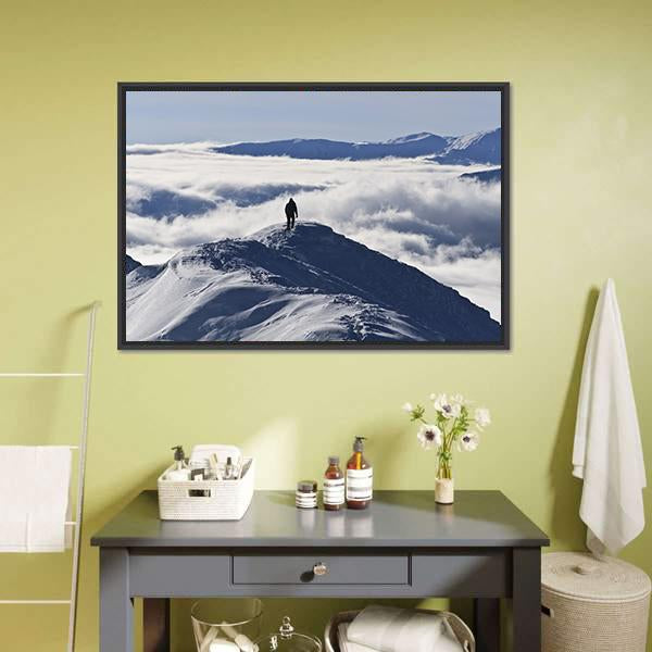 Climber On Mountain Canvas Wall Art-3 Horizontal-Gallery Wrap-25" x 16"-Tiaracle