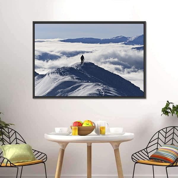 Climber On Mountain Canvas Wall Art-1 Piece-Floating Frame-24" x 16"-Tiaracle