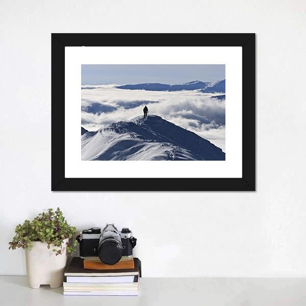 Climber On Mountain Canvas Wall Art-3 Horizontal-Gallery Wrap-25" x 16"-Tiaracle