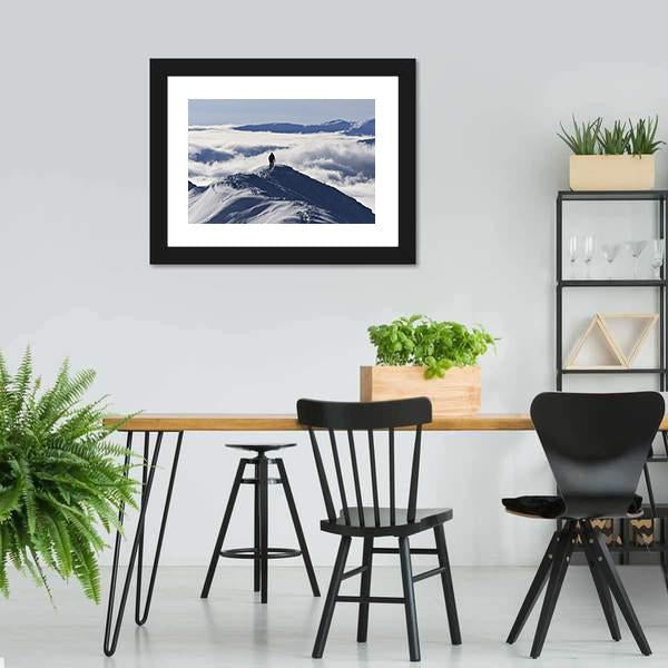 Climber On Mountain Canvas Wall Art-3 Horizontal-Gallery Wrap-25" x 16"-Tiaracle