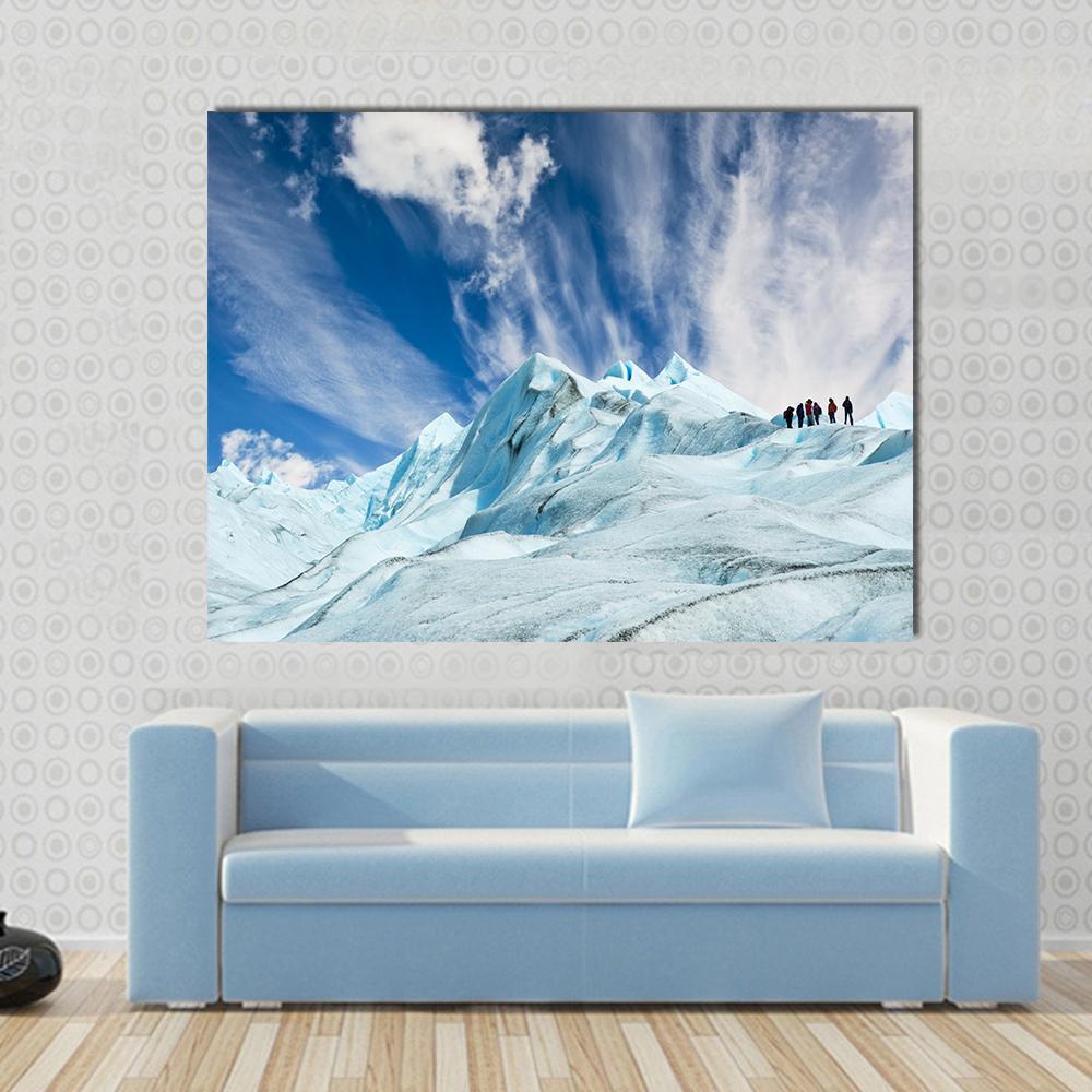 Climbers On Moreno Glacier Canvas Wall Art-4 Pop-Gallery Wrap-50" x 32"-Tiaracle