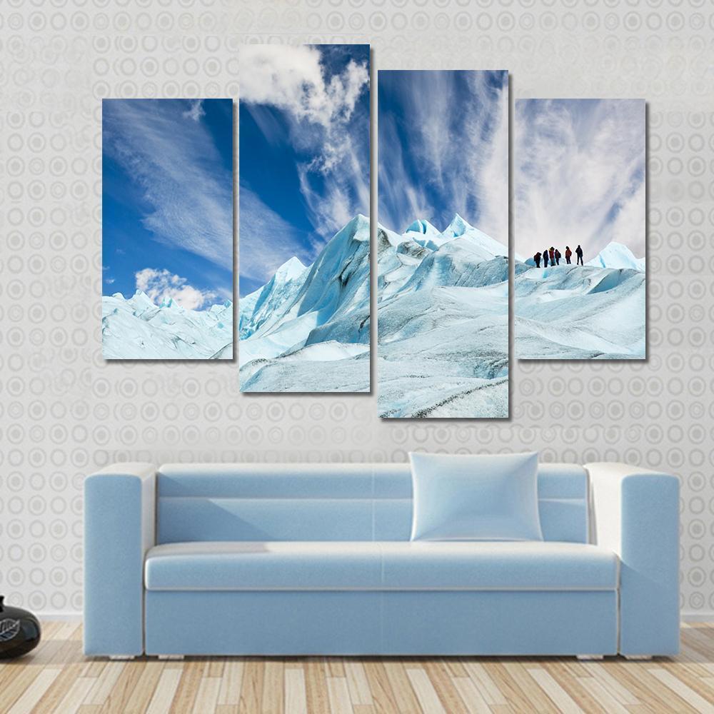 Climbers On Moreno Glacier Canvas Wall Art-4 Pop-Gallery Wrap-50" x 32"-Tiaracle
