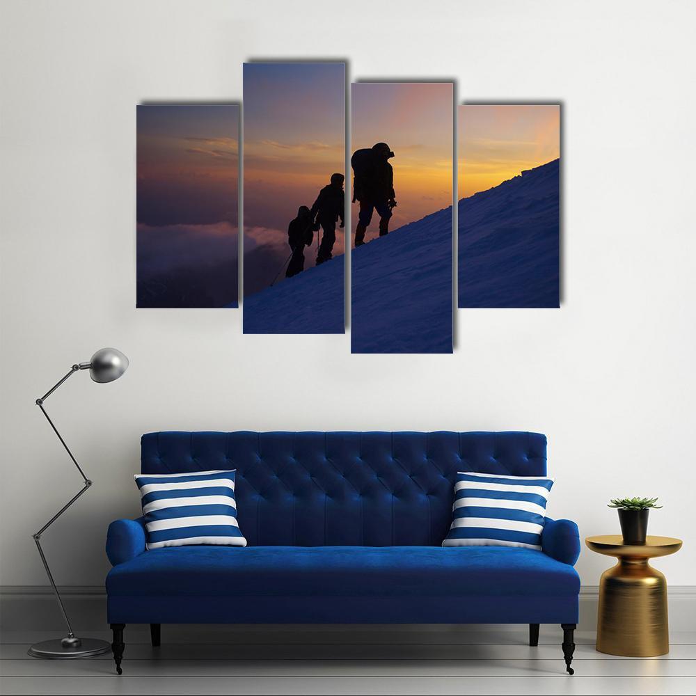 Climbers On The Everest Canvas Wall Art-4 Pop-Gallery Wrap-50&quot; x 32&quot;-Tiaracle