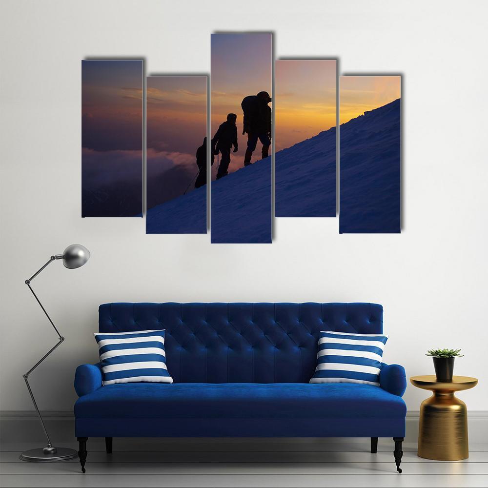 Climbers On The Everest Canvas Wall Art-5 Pop-Gallery Wrap-47&quot; x 32&quot;-Tiaracle