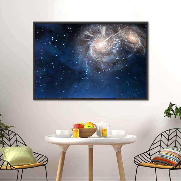 Clock &amp; Space Canvas Wall Art-1 Piece-Floating Frame-24" x 16"-Tiaracle