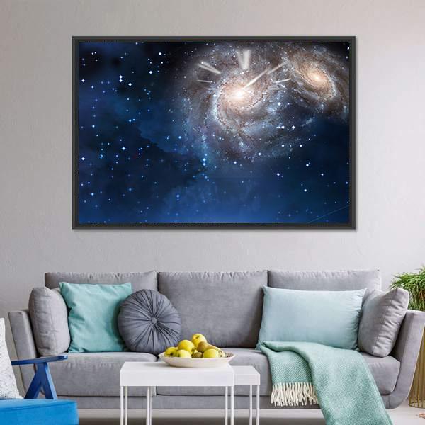Clock &amp; Space Canvas Wall Art-3 Horizontal-Gallery Wrap-25" x 16"-Tiaracle