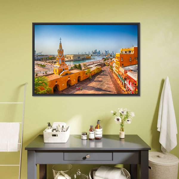 Clock Tower Gate Colombia Canvas Wall Art-3 Horizontal-Gallery Wrap-25" x 16"-Tiaracle