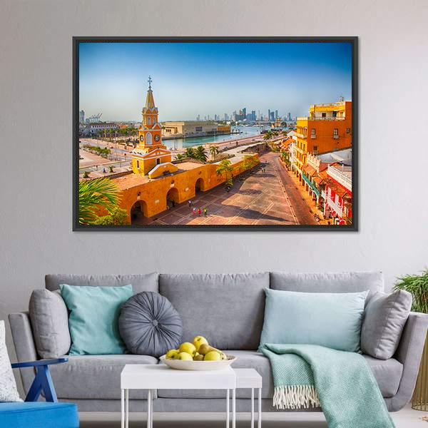 Clock Tower Gate Colombia Canvas Wall Art-3 Horizontal-Gallery Wrap-25" x 16"-Tiaracle
