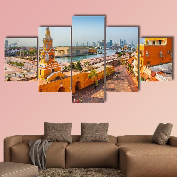 Clock Tower Gate Colombia Canvas Wall Art-5 Star-Gallery Wrap-62" x 32"-Tiaracle