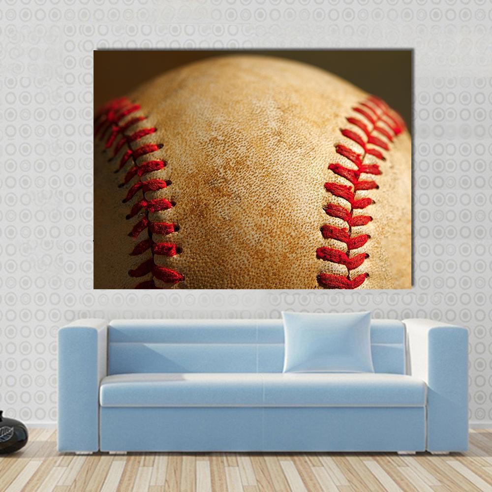 Close Up Of Baseball Canvas Wall Art-1 Piece-Gallery Wrap-48" x 32"-Tiaracle