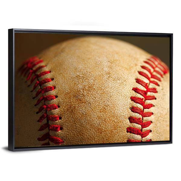 Close Up Of Baseball Canvas Wall Art-3 Horizontal-Gallery Wrap-25" x 16"-Tiaracle