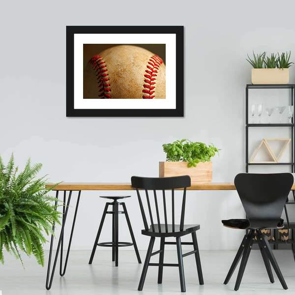 Close Up Of Baseball Canvas Wall Art-3 Horizontal-Gallery Wrap-25" x 16"-Tiaracle
