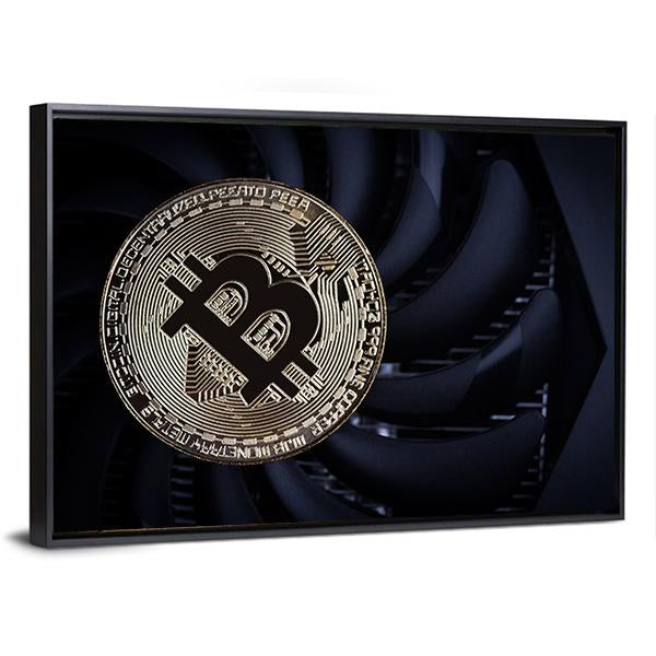 Close Up Of Bitcoin Canvas Wall Art-3 Horizontal-Gallery Wrap-25" x 16"-Tiaracle