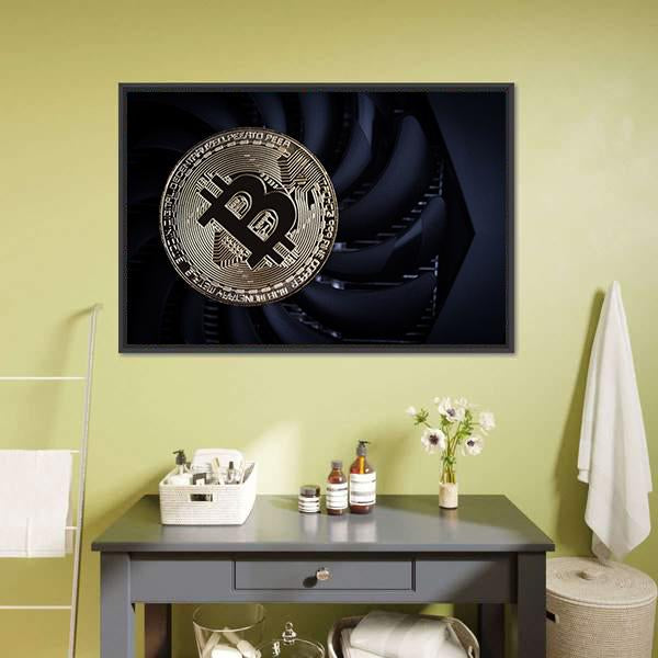 Close Up Of Bitcoin Panoramic Canvas Wall Art-1 Piece-36" x 12"-Tiaracle