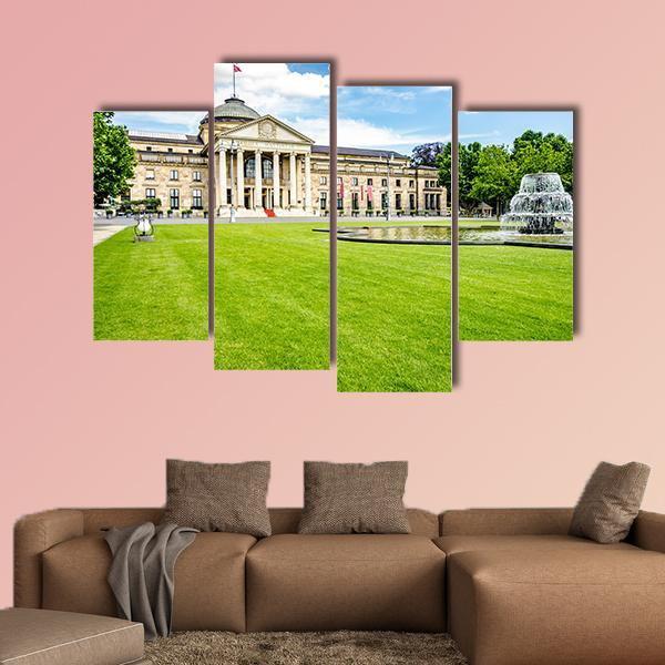 Casino Kurhaus Of Wiesbaden Canvas Wall Art-4 Pop-Gallery Wrap-50" x 32"-Tiaracle