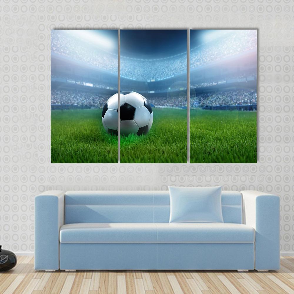 Close Up Of Football Canvas Wall Art-3 Horizontal-Gallery Wrap-37" x 24"-Tiaracle