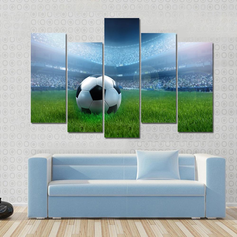 Close Up Of Football Canvas Wall Art-5 Pop-Gallery Wrap-47&quot; x 32&quot;-Tiaracle