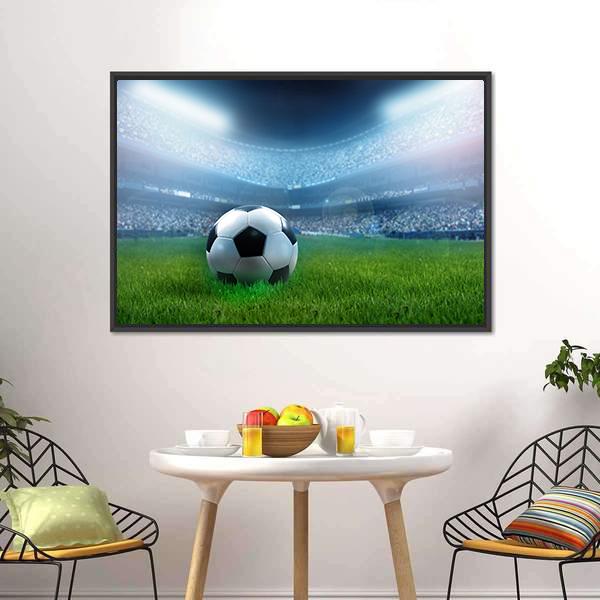 Close Up Of Football Canvas Wall Art-1 Piece-Floating Frame-24" x 16"-Tiaracle