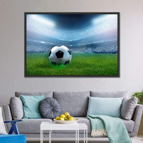 Close Up Of Football Panoramic Canvas Wall Art-1 Piece-36&quot; x 12&quot;-Tiaracle