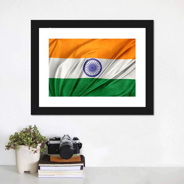 Close Up Of Indian Flag Canvas Wall Art-3 Horizontal-Gallery Wrap-25" x 16"-Tiaracle